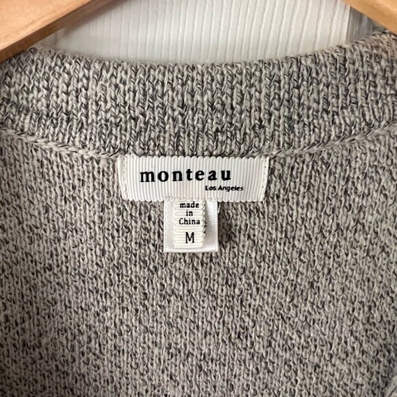 Monteau Gray Knit Sweater Vest Women’s M Open Front Longline Sleeveless Cardigan - Picture 2 of 3